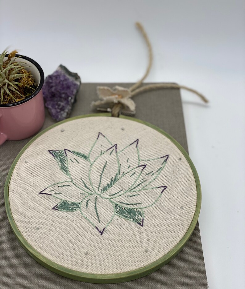 Agave succulent hand embroidered wall art nursery art.
