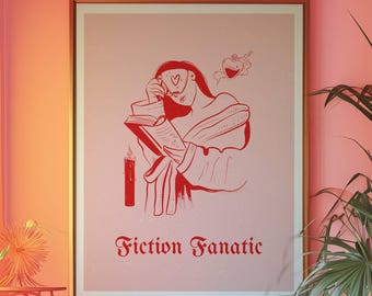 Láminas para fanáticos de la fantasía (en 4 variaciones de color) / Lámina de romance oscuro / Lámina de arte libresco / Regalo para amantes de los libros románticos / Decoración de biblioteca de fantasía