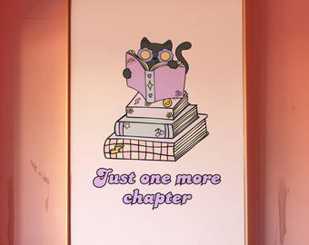 Bookish Cat Art Print: Romantasy Coquette Poster (Digital Download)