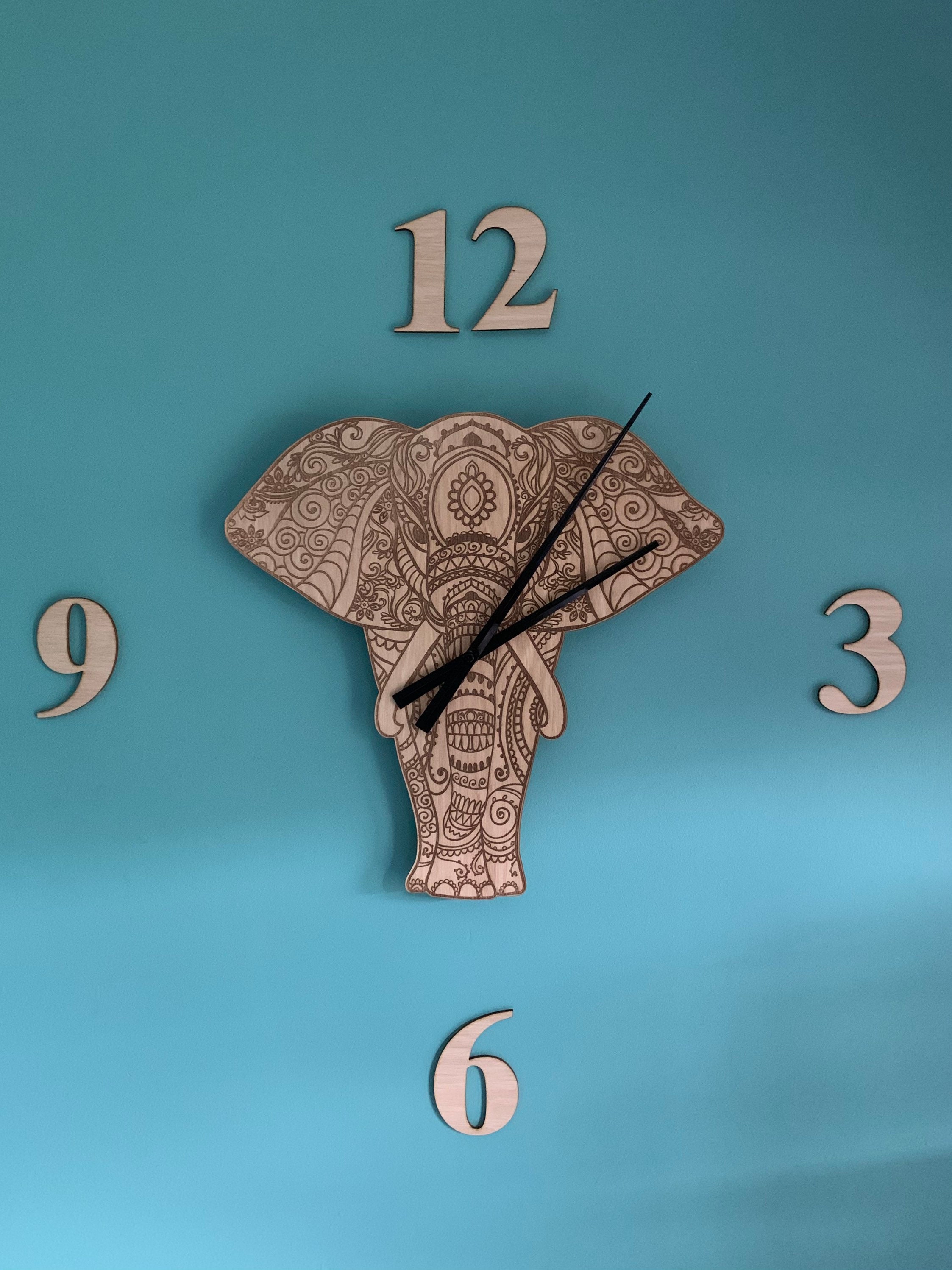 Large Elephant Wall Clock Etsy