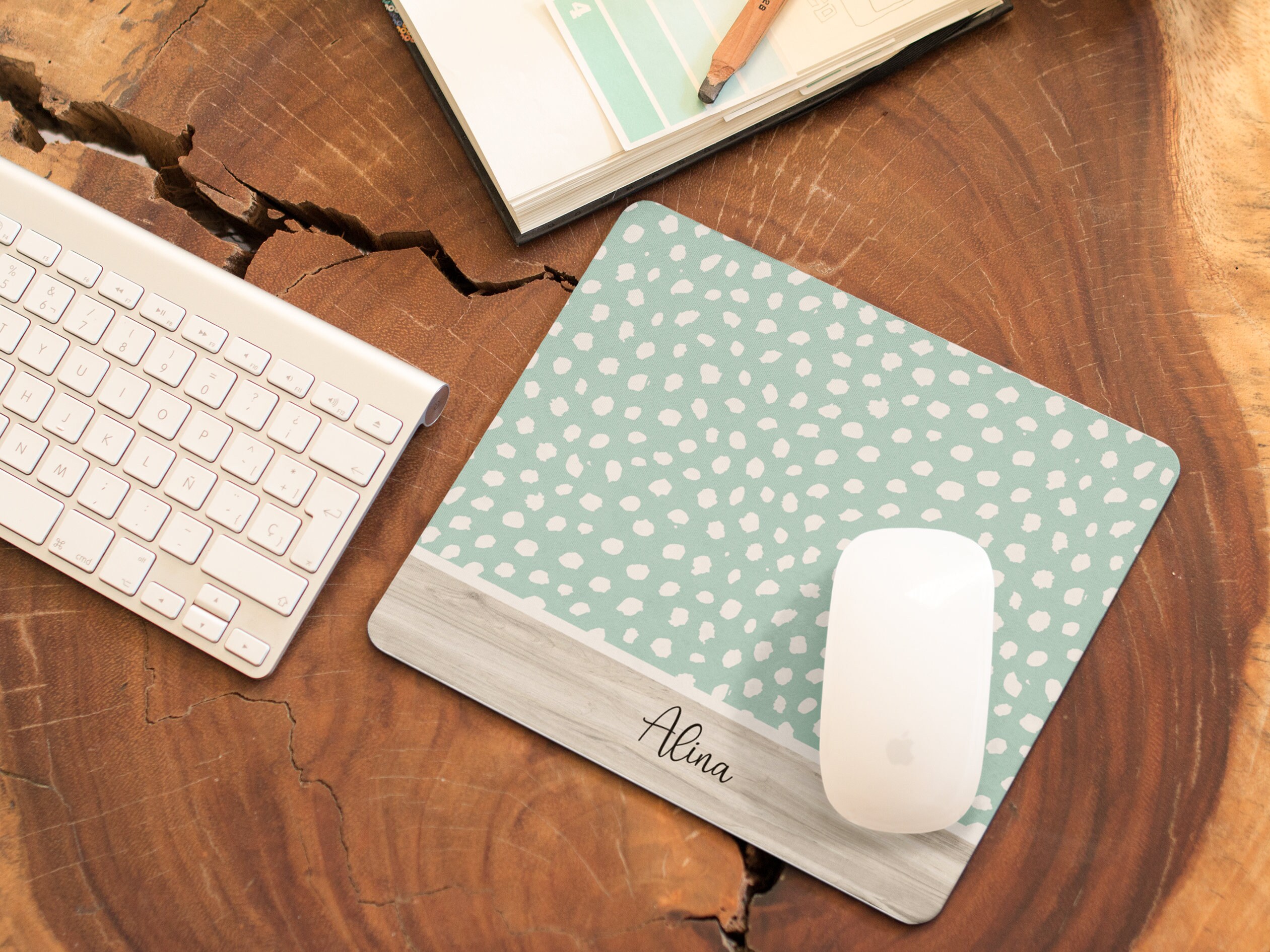 Dalmatian Dots Desk Pad Wood Desk Mat Personalized Desk Mat Etsy