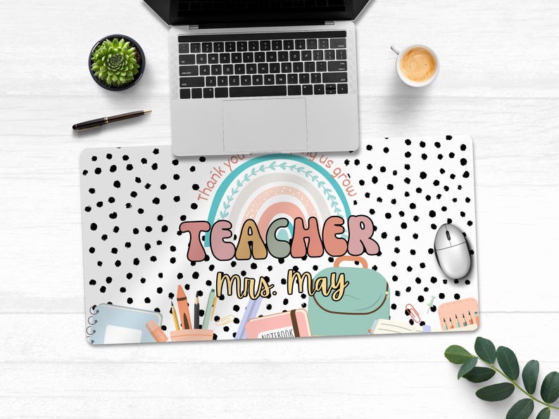 Personalized Teachers Desk Mat - Custom Extended Mousepad for Aesthetic Workspace Decor