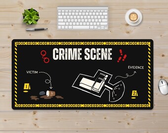 Crime Scene Desk Mat, Black Mouse Pad, Extra Large Desk Pad, Gamer Desk Decor, Trendy Workspace