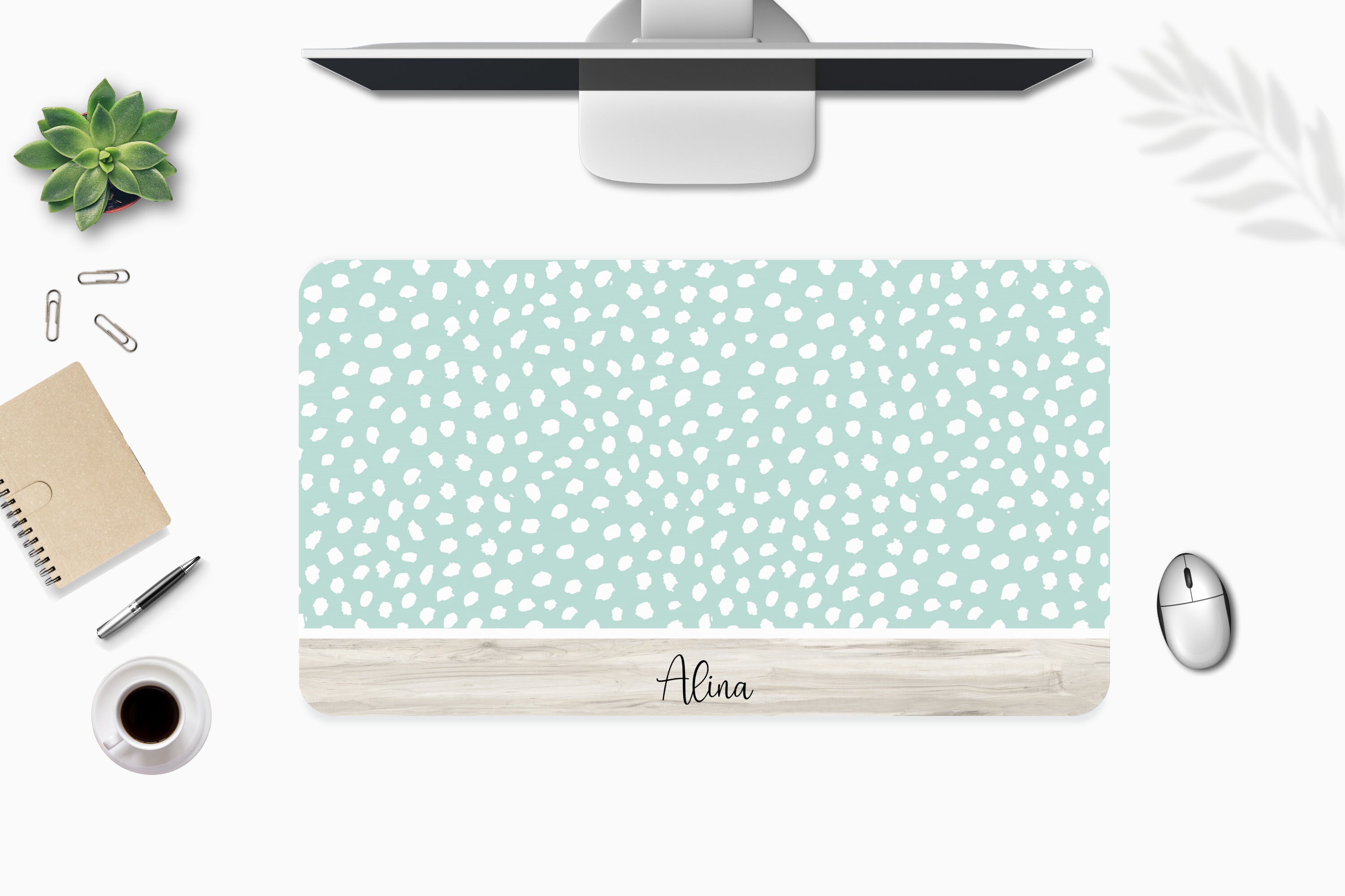 Dalmatian Dots Desk Pad Wood Desk Mat Personalized Desk Mat Etsy