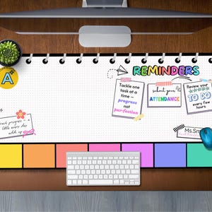 Notepad Desk Mat with Reminders, Teacher Mousepad, Aesthetic Workspace, Teacher Appreciation Gift