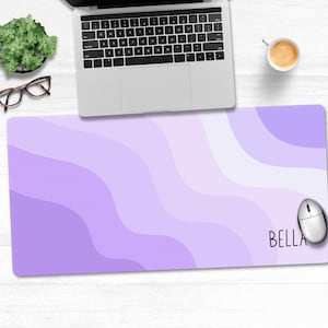 Purple Pastel Waves Desk Mat: Personalized Gaming Keyboard Pad