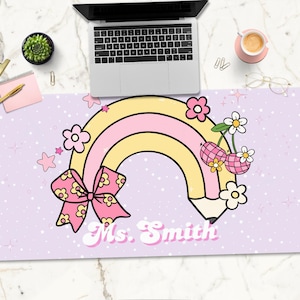 Personalized Teacher Desk Mat, Teacher Appreciation Gift, Cute Classroom Decor, Back to School & End of Year Gifts