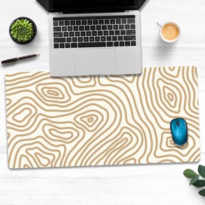 Topographic Desk Mouse Pad, Modern Design, Boho Chic, Cute Desk Protector, Xxl Mouse Pad, Home Office Decor, Trendy Workpace