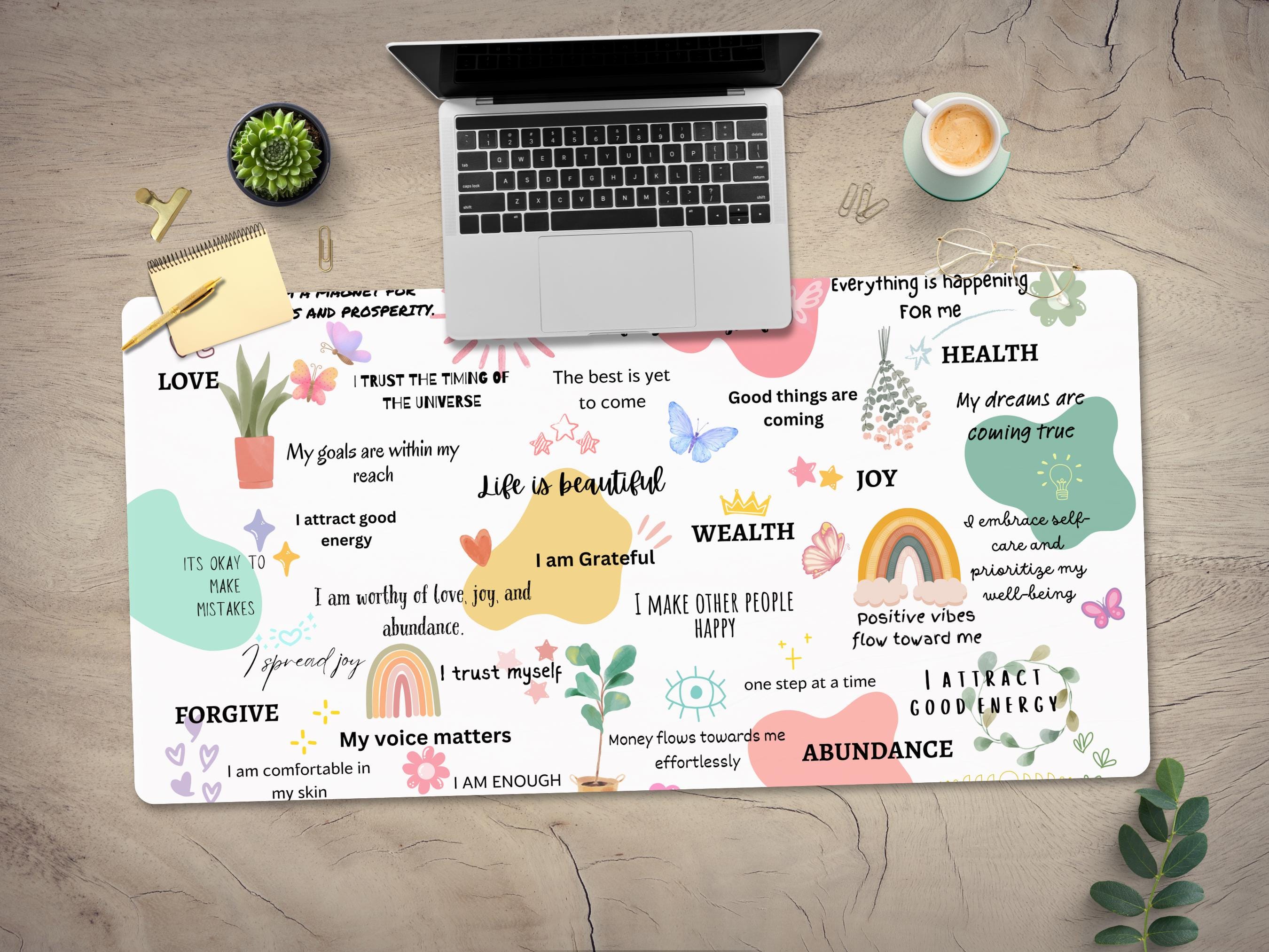 Positive Affirmations Desk Mat: Motivational Home Office Decor