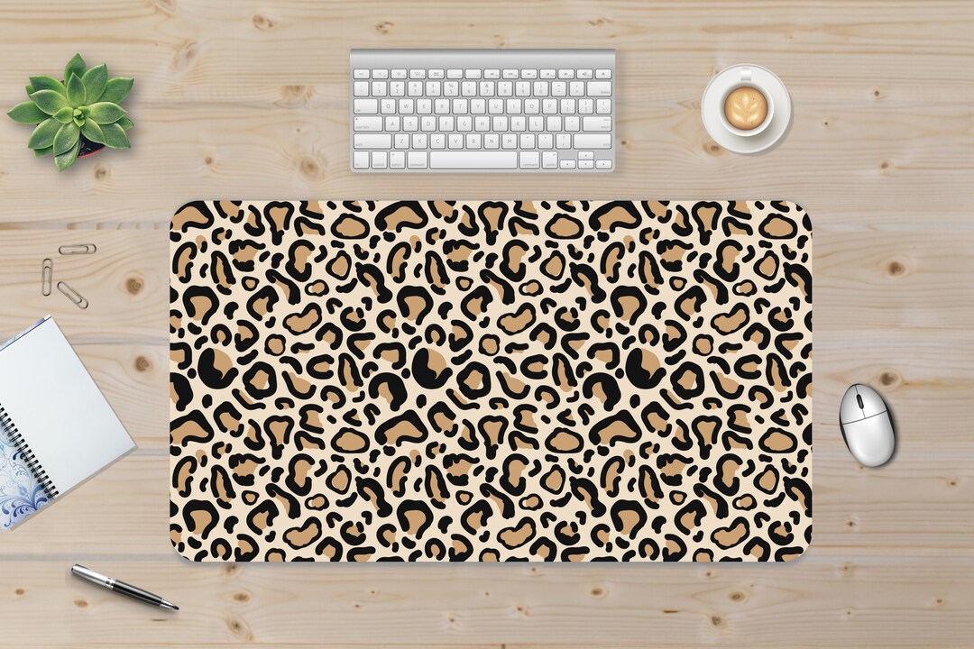Leopard Print Desk Mat Cheetah Pattern Desk Pad Safari Etsy