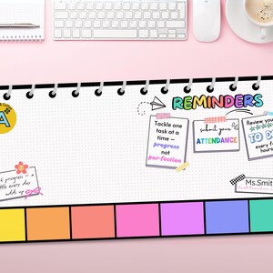 Notepad Desk Mat with Reminders, Teacher Mousepad, Aesthetic Workspace, Teacher Appreciation Gift
