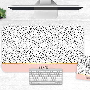 Dots Pattern Desk Mat, Personalized Desk Pad, Dalmatian Xxl Mouse Pad, Trendy Workspace, Boho Desk, Cute Desk Pad, Personalized Desk Gift