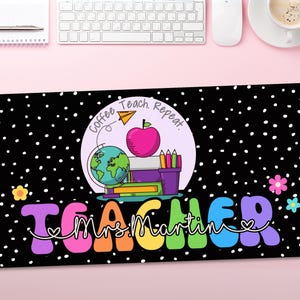Personalized Teacher Desk Mat, Teacher Appreciation Gift, Cute Classroom Decor, Back to School & End of Year Gifts