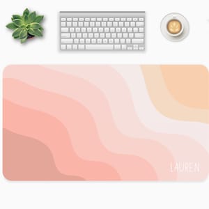 Pastel Waves Desk Mat, Personalized Desk Pad Pink, Cute keyboard mat, Extra Large Mouse Pad, Aesthetic desk decor, Gaming desk decor