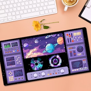 Tappetino da scrivania per console di fantascienza spaziale, tappetino per mouse da gioco, regalo per giocatori, regalo personalizzato per il ritorno a scuola