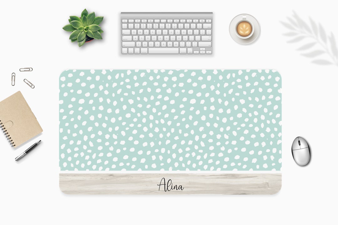 Dalmatian Dots Desk Pad, Wood Desk Mat, Personalized Desk Mat, Desk