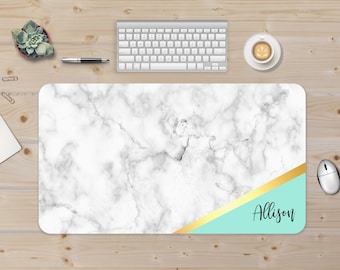 Gray Marble Desk Mat, Personalized Desk Pad, Cute Desk Topper, Extended Mouse Pad, Desk Protector, Abstract Trendy Workspace, Desk Gift