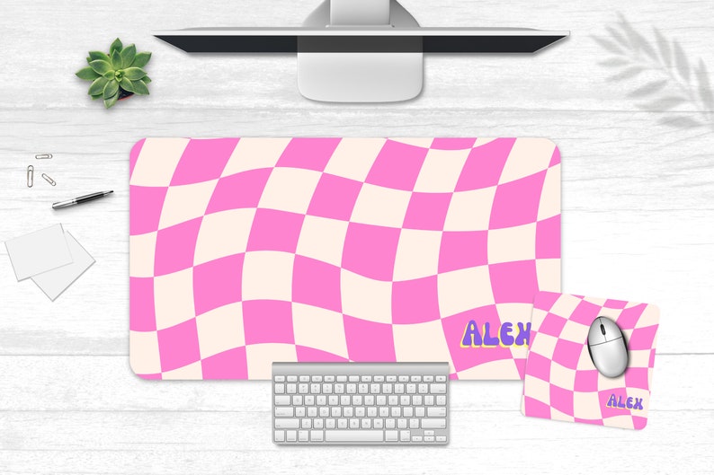 Pink Retro Desk Mat Cute Desk Pad Personalized Desk Blotter - Etsy
