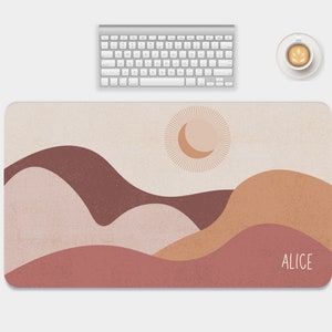 Sunset Mountains Desk Mat, Personalized Desk Pad, Modern Design, Boho Desk Mat, Cute Desk Topper, Mouse Pad Large, Aesthetic Desk décor