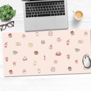 Pastel Kawaii Food Desk Mat, Custom Desk Pad, Desk Blotter, XXL Mouse pad, Cute Desk Pad, Aesthetic Desk Decor
