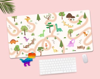 Custom Dinosaur Playmat Desk Pad, Kids Mousepad, Cute Desktop Mat, Extended Desk Blotter, Gamer Desk Setup