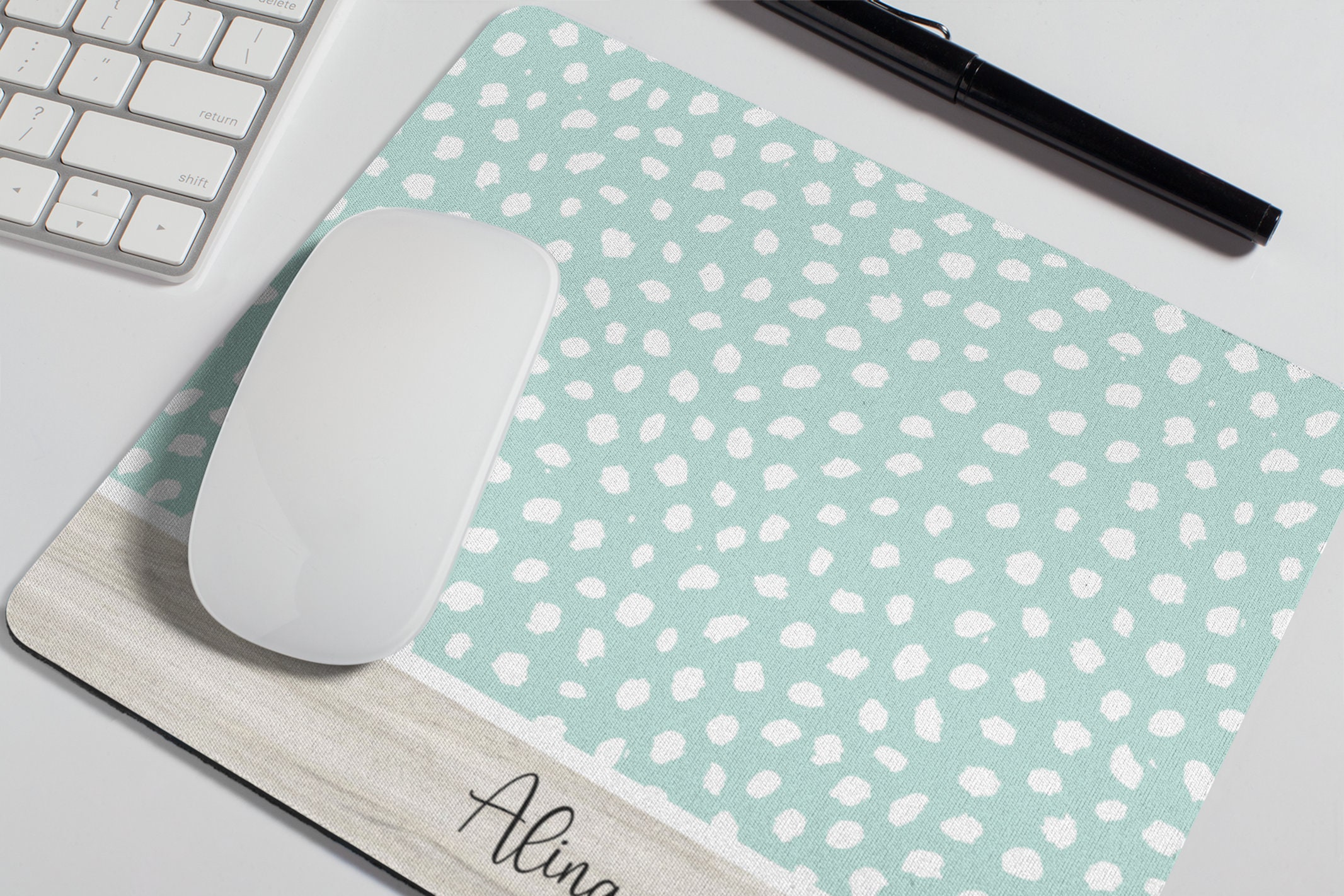 Dalmatian Dots Desk Pad Wood Desk Mat Personalized Desk Mat Etsy