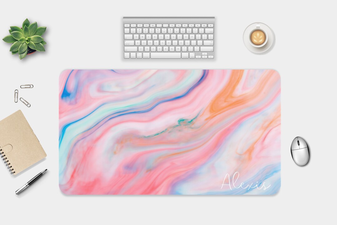 Cute Marble Desk Mat, Acrylic Desk Pad, Pattern Desk Protector, Cute