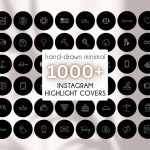 Black & White Instagram Highlight Covers: 1000+ Minimalist Icons (Digital Download)