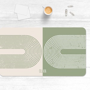 Sage Boho Desk Mat, Personalized Desk Pad, Cute Desk Topper, Trendy Workspace, Extra Large Mouse Pad, Aesthetic Desk Decor, Desk Gifts