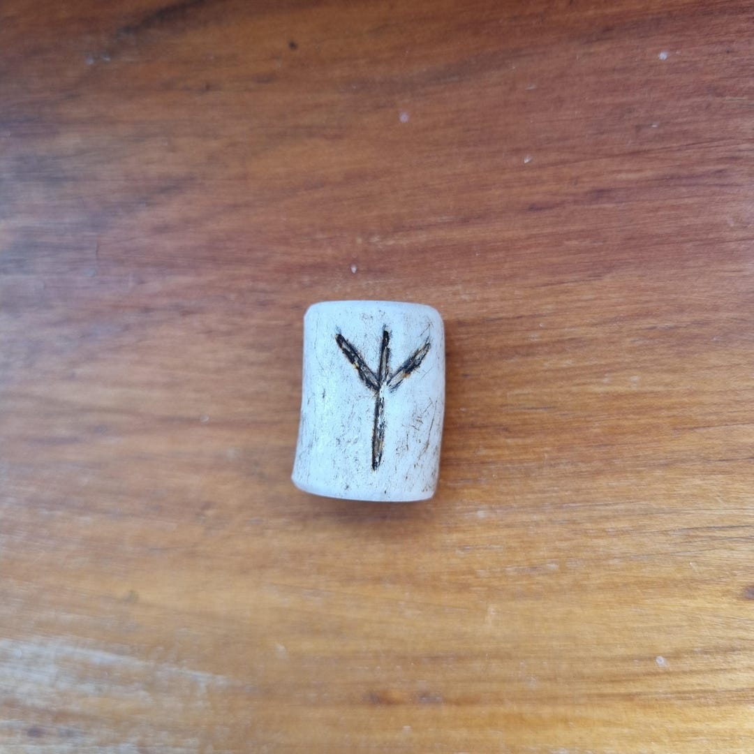 Dread Rune Handmade Algiz Rune Dread Bead Tasmanian Antler Protection Shield ...