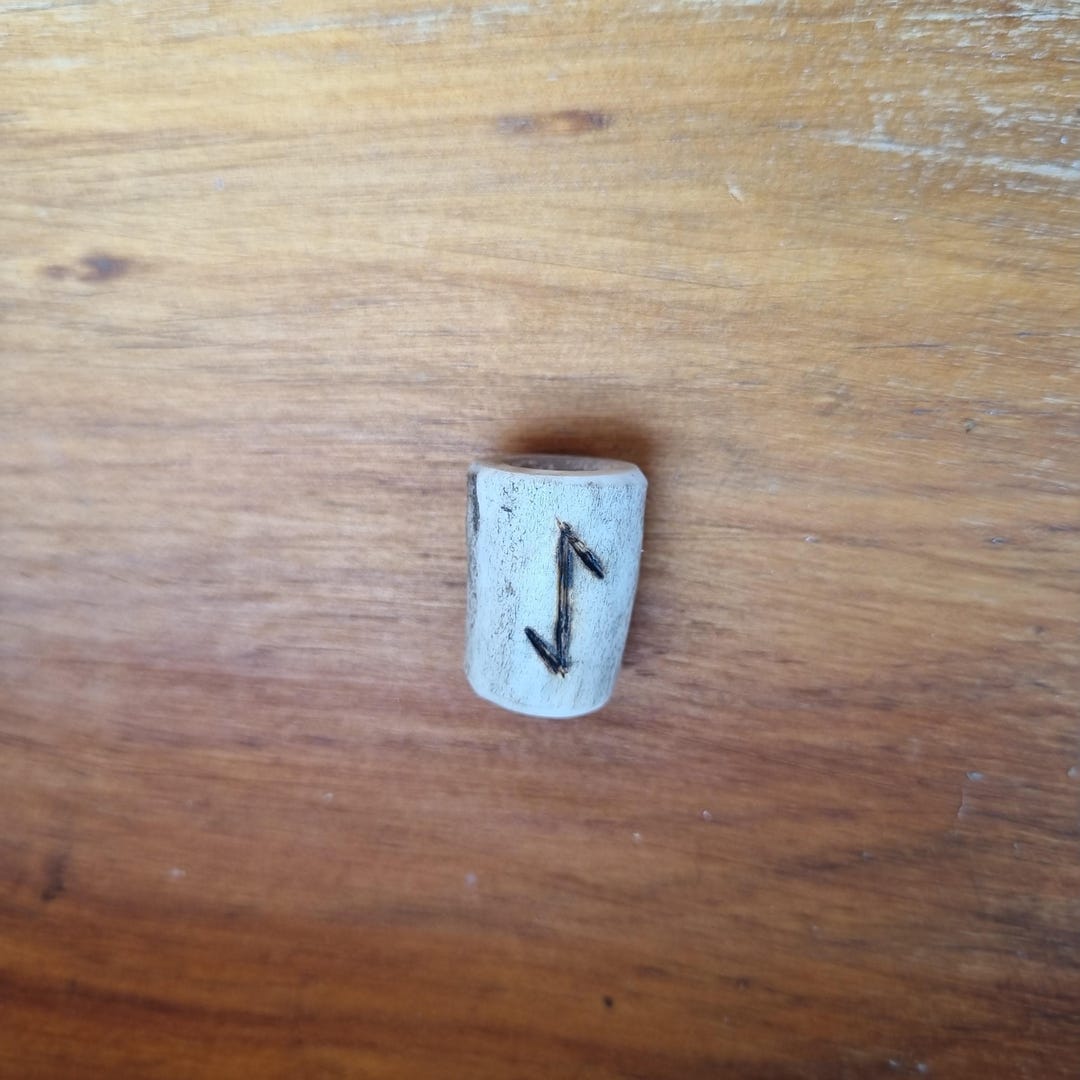 Dread Rune Handmade Eihwaz Rune Dread Bead Tasmanian Antler Protection Strength ...