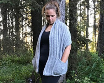 Crochet PATTERN ~ Cozy Country Pocket Shawl Instant PDF Download