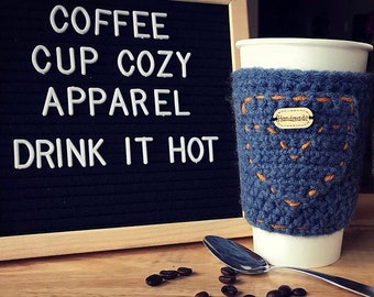 Crochet PATTERN - Cup Cozy Blue Jeans
