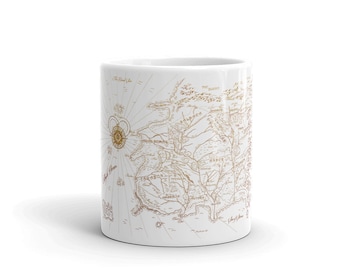 White Glossy Wheel Of Time Map Coffee Tea Mug