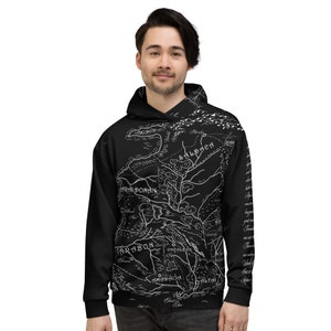 Wheel Of Time Hand Drawn Map With Quote Unisex Fleece Hoodie