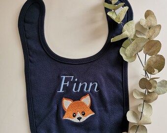 Baby bib named | Fox | Personalization | Gift | embroidered | Unique piece