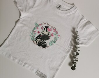 Kinder-Shirt | Frühling | Zebra | Geschenk | bestickt | Unikat
