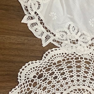 Handmade Antique Crocheted Table-runner 34 x 14 in Long Doily Scalloped White