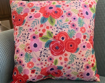 Floral Pink Fun Cotton Pillow Decor