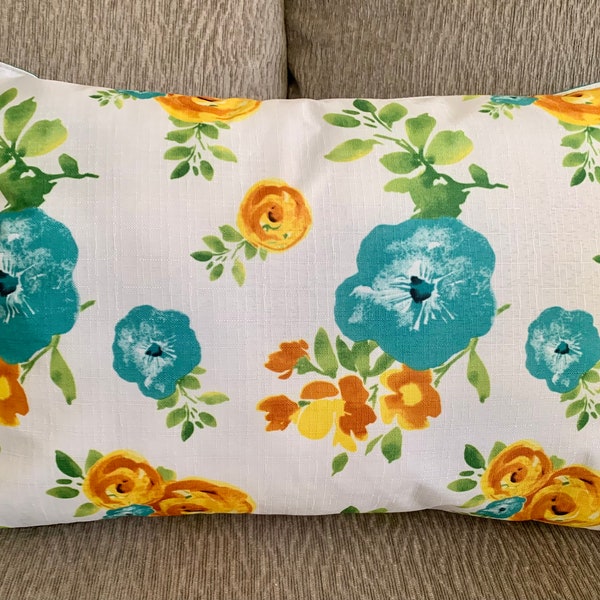 Teal Yellow Pillow Etsy