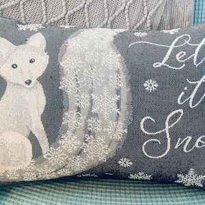 Let It Snow White Fox Gray Tapestry Decorative Christmas Pillow