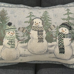 Sparkly Snowman Christmas Tapestry Pillow Holiday Accent