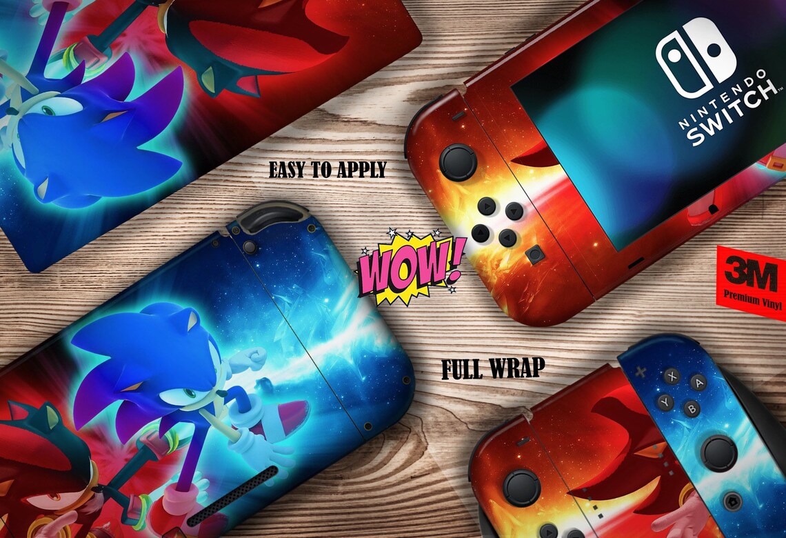 Sonic Red and Blue Hedgehog Decal for Nintendo OLED Switch Etsy