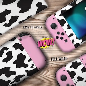 Cow with pink Joy-con skin Nintendo OLED art creative decal for Nintendo LITE Switch Gaming Console 3M vinyl sticker Joycon Dock skin
