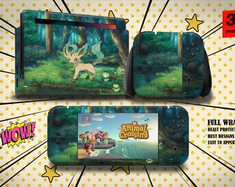 Leafeon Pokemon skin art creative decal for Nintendo Switch OLED and LITE Gaming Console 3M vinyl sticker Joycon Dock skin