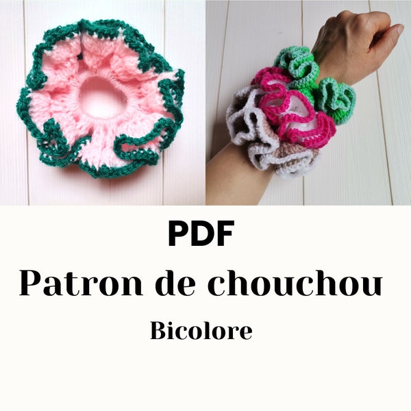 Modèle chouchou au crochet PDF. Patron de chouchou bicolore au crochet PDF. Motif PDF de chouchou crochet xl