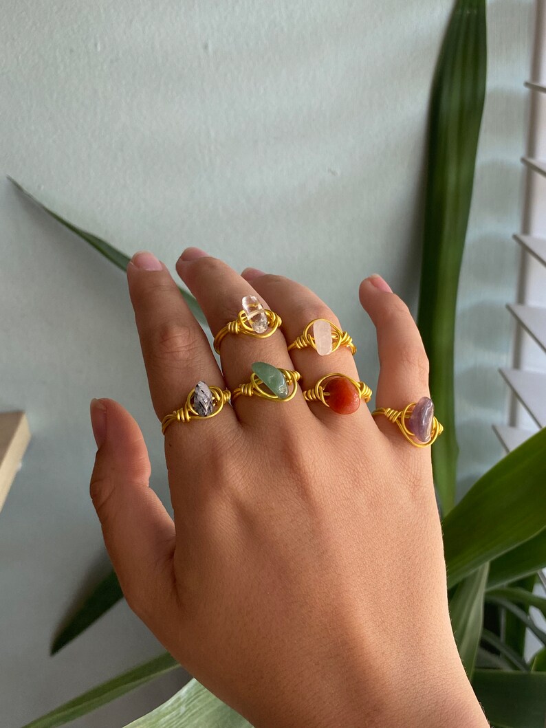 Wire Wrapped Crystal Rings Crystal Jewellery - Etsy UK