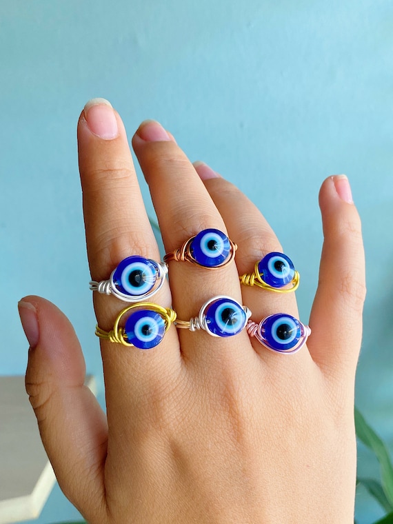 Buy Blue Evil Eye Cute Ring, Big Blue Eye Ring, Silver Evil Eye Jewelry, Evil  Eye Rings for Women, Silver Minimalist Evil Eye Ring,boho Eye Ring Online  in India - Etsy