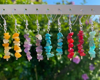 Crystal Dangle Earrings, Gemstones, Multi coloured, Crystal Jewellery,