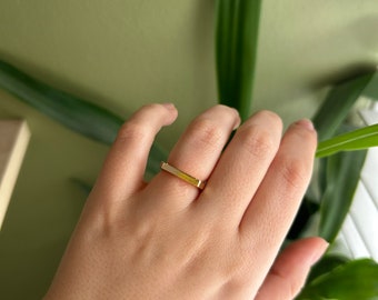 Adjustable Gold Plated Chunky Statement Ring, 18K Gold Plated Brass Ring, Rectangle Ring, Stackable Ring